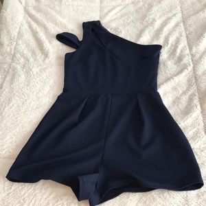 Navy off the shoulder romper